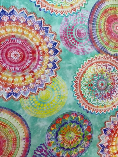 Tissu toile extérieure cercles mandalas multicolores