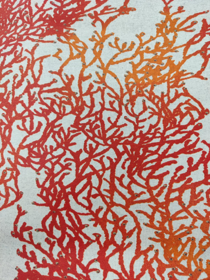 Tissu coton enduit corail orange