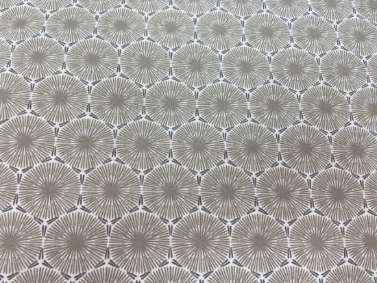 Tissu coton enduit cercles beiges