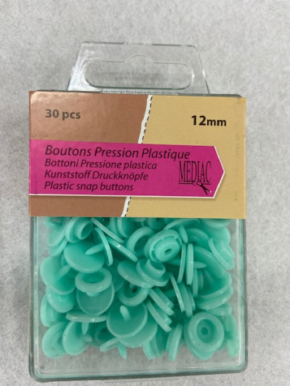Boutons pression plastique bleu turquoise