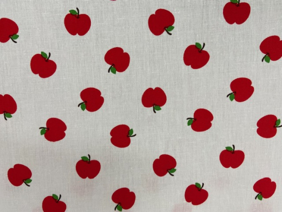 Tissu coton petites pommes rouges