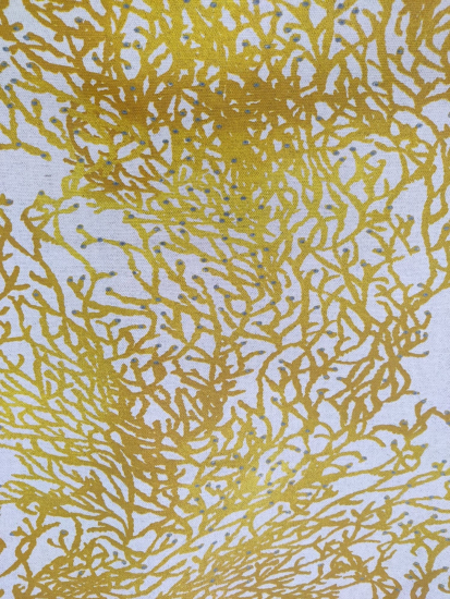Tissu coton enduit corail jaune