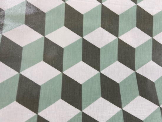 Tissu vinyle cubes gris et verts