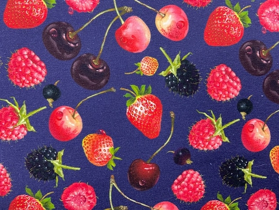 Tissu jersey coton fruits rouges