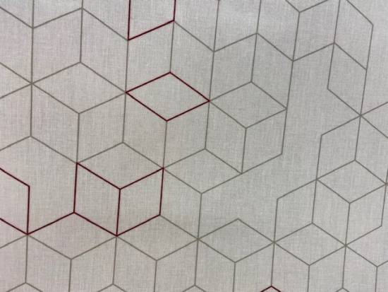 Tissu vinyle cubes gris et bordeaux