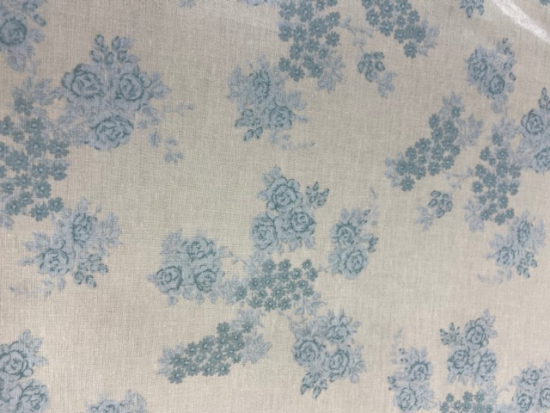 Tissu vinyle fleurs bleues