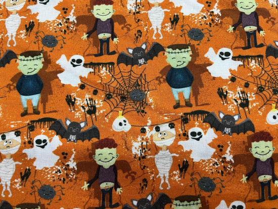 Tissu coton Halloween petits monstres