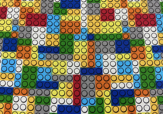 Tissu coton lego multicolore