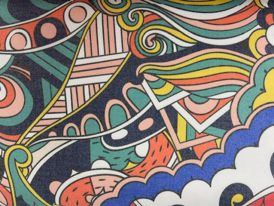 Tissu coton psychédélique multicolore