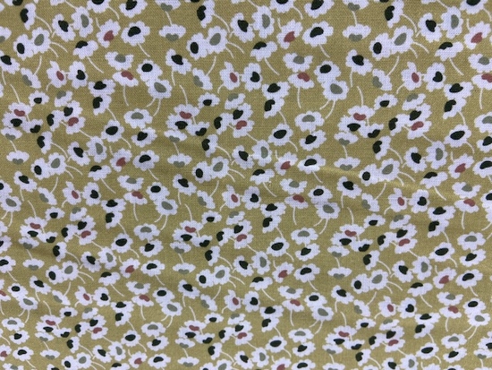 Tissu coton bio fleurs fond moutarde