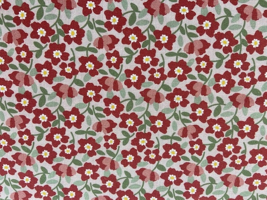 Tissu coton bio fleur rouge