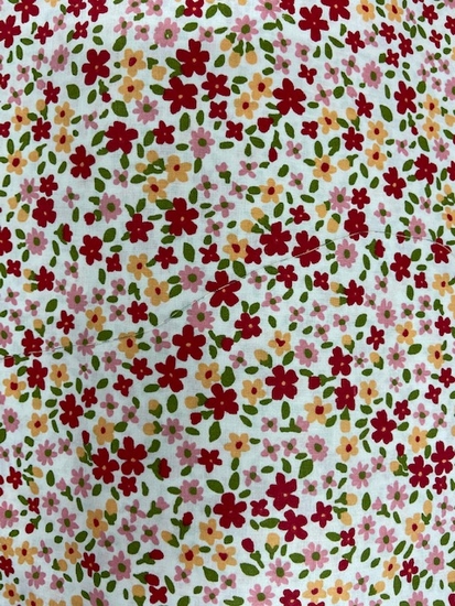 Tissu coton petites fleurs bordeaux
