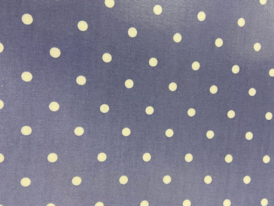 Tissu vinyle pois blancs fond bleu