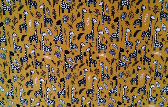 Tissu jersey coton girafe fond jaune