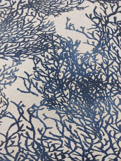 Tissu coton enduit corail bleu